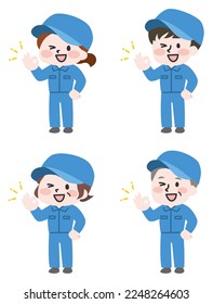 Illustration material of a worker who poses okay