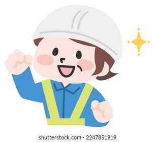 Material de ilustración de un trabajador que trabaja en una obra de construcción