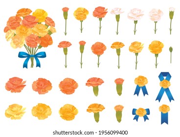 Illustration material of yellow carnation