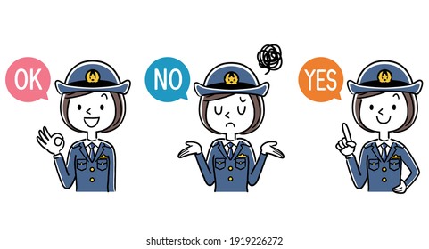 Illustration Material: Young Female Police Officer Answering A Question