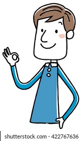 Illustration material: young man OK sign