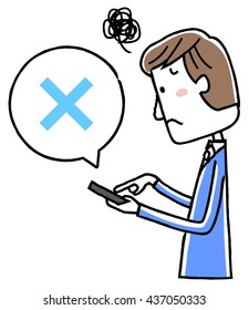 Illustration material: young men to operate the smart phone