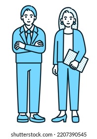 Illustration material of young men and women in suits.