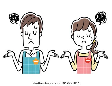 Illustration material: Young nursery teachers men and women