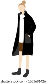 Illustration material of a young woman in casual fashion clothes