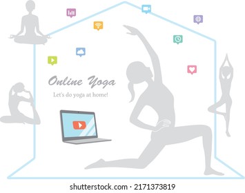 Illustration material of a young woman doing prenatal yoga at home