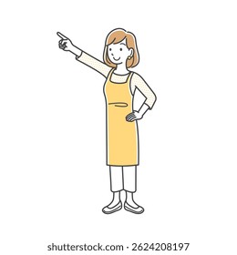 Material de ilustração de uma jovem mulher apontando