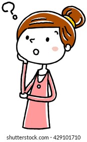 Illustration material: a young woman wondering