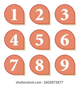 Illustration Material:Number icons 1 to 9