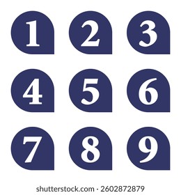 Illustration Material:Number icons 1 to 9