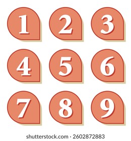 Illustration Material:Number icons 1 to 9