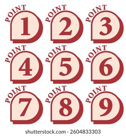 Illustration Material:Number icons 1 to 9