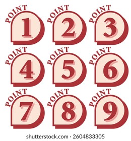 Illustration Material:Number icons 1 to 9