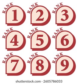 Illustration Material:Number icons 1 to 9