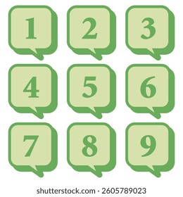 Illustration Material:Number icons 1 to 9