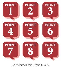 Illustration Material:Number icons 1 to 9