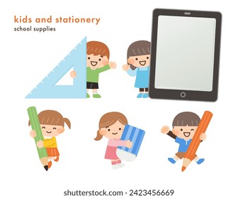 illustration materials for stationery, school supplies and children