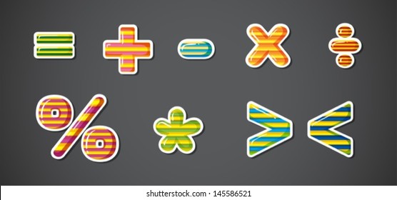 Illustration of the Math signs on a gray background
