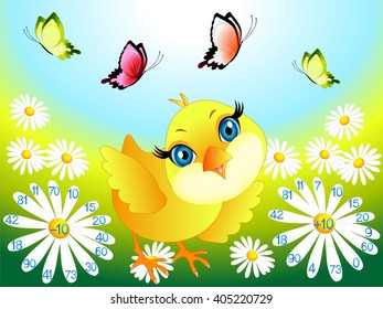 Illustration of mathematical addition and subtraction. Educational games for children.