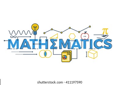 Illustration of MATHEMATICS word in STEM - science, technology, engineering, mathematics education concept typography design with icon ornament elements