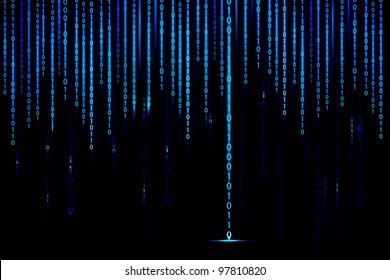 Illustration Of Matrix Style Binary Background With Falling Number