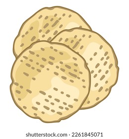 Illustration of matzah bread. Traditional jewish image for design. Object in decorative style.