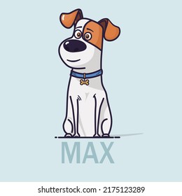 Ilustración de Max, el personaje principal de la película "La vida secreta de las mascotas", editable.