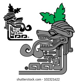 illustration of mayan idol, can be used as a border