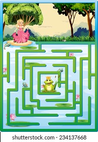 Illustration of a maze with fairy tale background