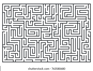 illustration of maze, labrinth. Isolated on white background. Medium difficulty.