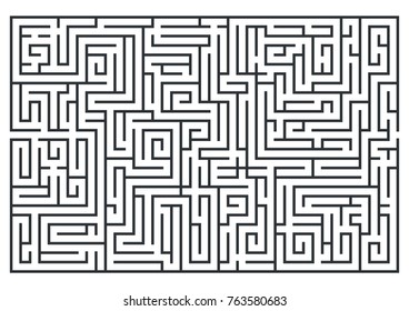 illustration of maze, labrinth. Isolated on white background. Medium difficulty.