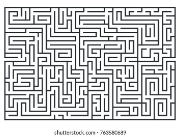 illustration of maze, labrinth. Isolated on white background. Medium difficulty.