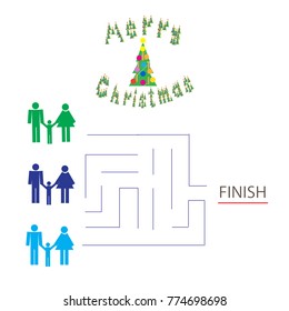 Illustration of a maze, riddles. Print for the designer. The avatar element for the player. A business card for Christmas. Memory training. The lesson of logical thinking. A game for the whole family.