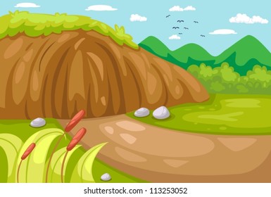 illustration of meadow landscape