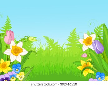 Illustration of meadow of wildflowers