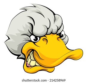 An illustration of a mean looking duck sports mascot