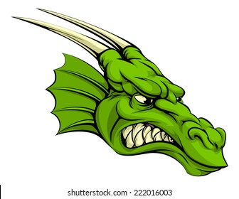 Illustration Mean Looking Green Dragon Mascot Stock Vector (Royalty ...