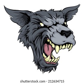 Illustration Of A Mean Looking Werewolf Or Wolf Character Roaring And Snarling In Black And White