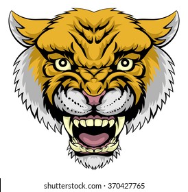 An illustration of a mean powerful wildcat bobacat mountain lion animal face