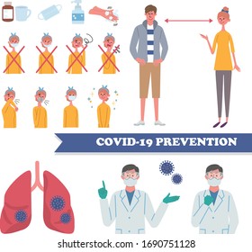 Illustration of measures against coronavirus infection