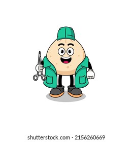 Illustration of meat bun mascot as a surgeon , character design