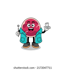 Illustration of meat mascot as a dentist , character design