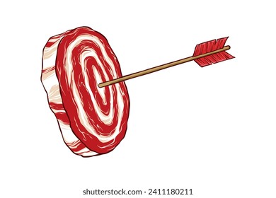 illustration of meat in the shape of a target with arrows