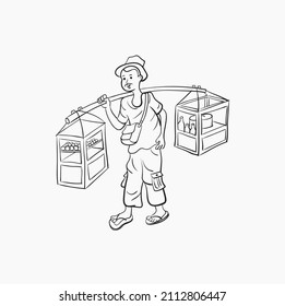 illustration of meatball seller, vector art.