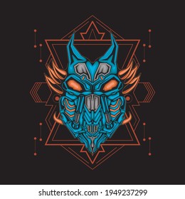 Illustration of a mecha head of a bird