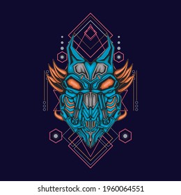Illustration of a mecha head of a bird