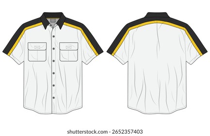 Ilustração de Camisa de Trabalho Mecânico Vista frontal e traseira