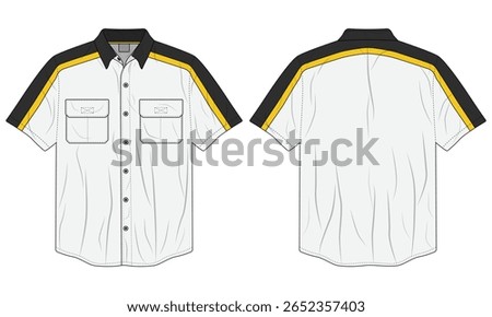 Illustration of Mechanic Work Shirt Front and Back View