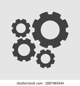 Illustration of mechanical gears silhouette. Icon. vector