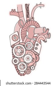 Illustration of mechanical heart.